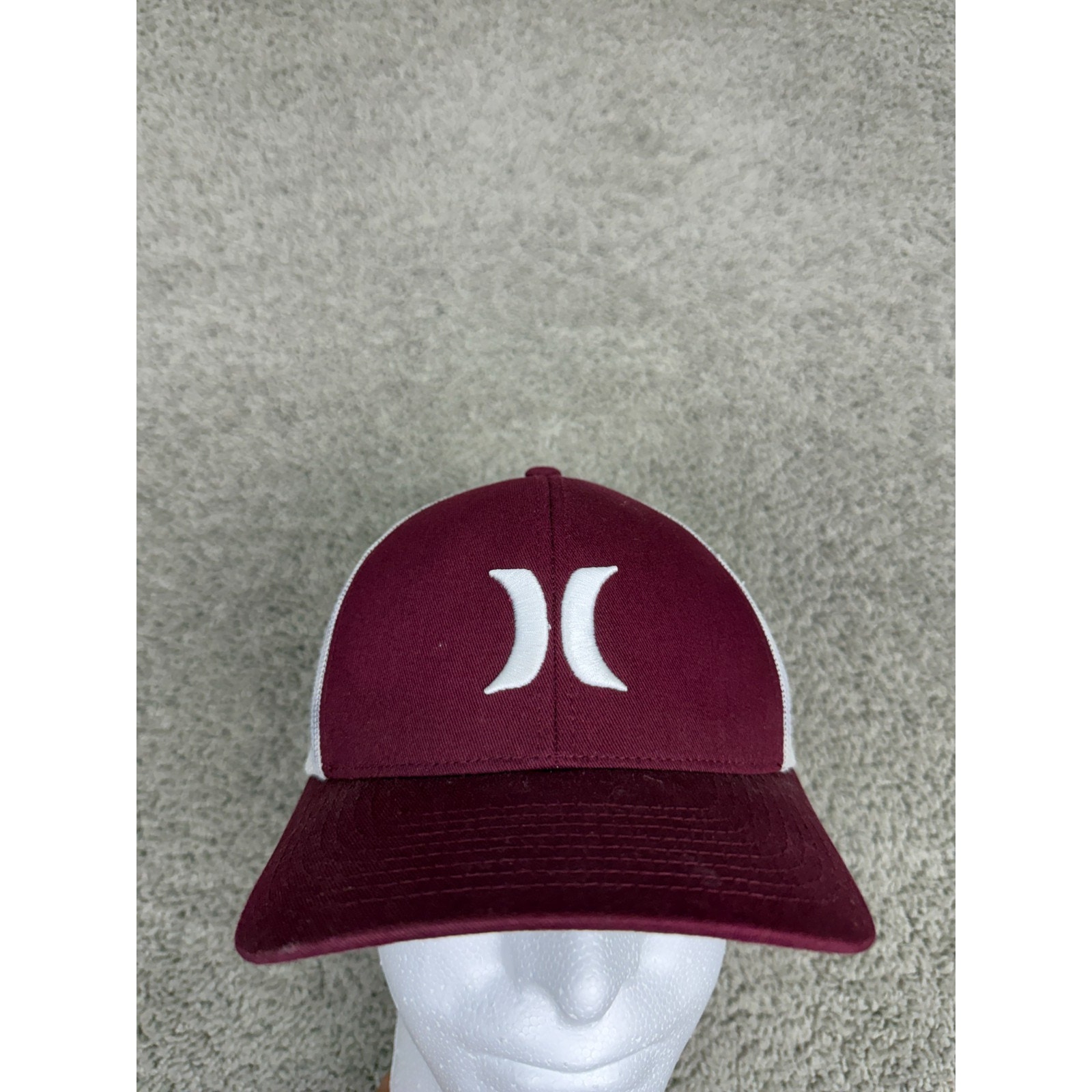 Hurley Snap Back Hat Cap Mens One Size Maroon White Mesh Back Casual